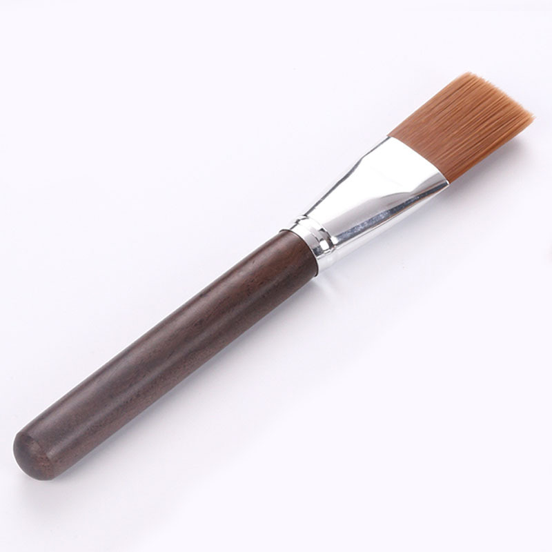 Set perie ceremonie ceai cu peri din silicon și plastic, mâner din abanos și lemn de rosewood, pentru ceainic și farfurie de ceai