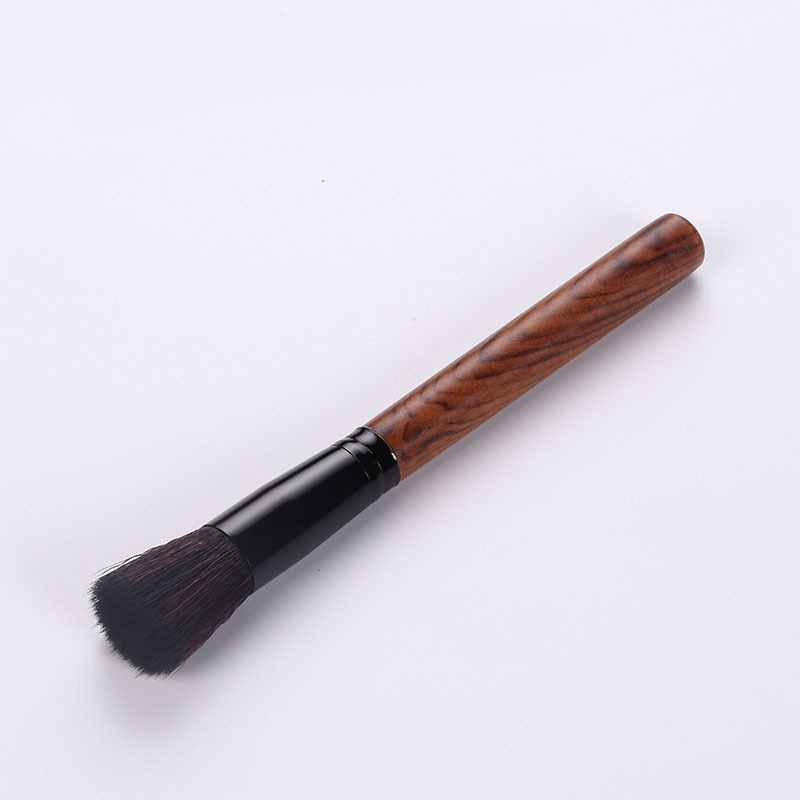 Set perie ceremonie ceai cu peri din silicon și plastic, mâner din abanos și lemn de rosewood, pentru ceainic și farfurie de ceai