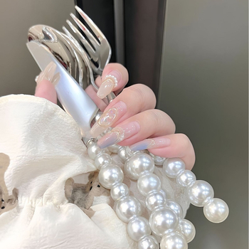 Set tacâm din oțel inoxidabil 304 cu mâner ceramic perlă: cuțit, furculiță și lingură; lingură de desert și lingură de masă