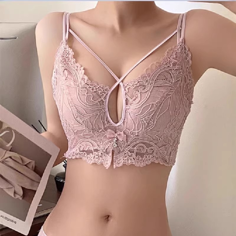 Set čipkastog push-up grudnjaka za male grudi, s izvezenom čipkom
