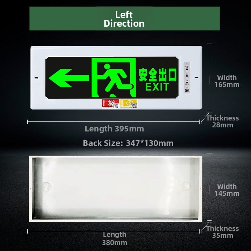 Vložená LED svetelná jednotka požiarnej tiesňovej lampy s ukazovateľom bezpečného východu a značkou evakuačnej cesty (skrytá montáž)