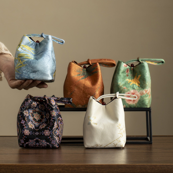 Geantă de transport din material textil pentru set de ceai și ceainic, căptușită, stil premium