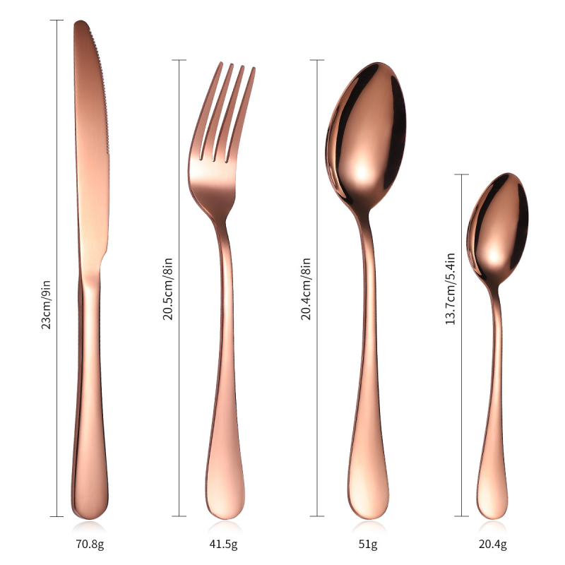 Set tacâmuri din oțel inoxidabil, 24 de piese, cutie cadou, cuțit, furculițe, linguri și linguriță de cafea, stil simplu