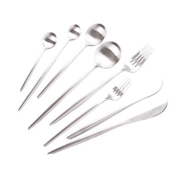 Set de tacâmuri din oțel inoxidabil, construcție monobloc, stil occidental: cuțit, furculiță, lingură, cuțit pentru friptură, furculiță de salată, lingură de salată
