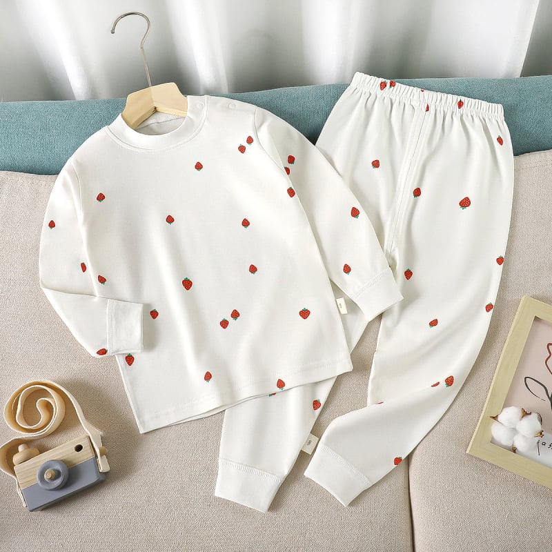 Set de pijamale din bumbac pentru copii, imprimeu desen animat, stil proaspăt și casual, confortabil pentru primăvară și toamnă, pentru băieți și fete.