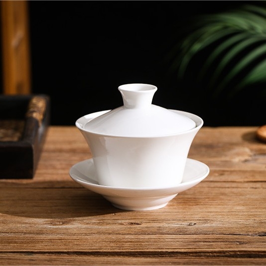 Vas ceramic cu capac pentru ceai, glazură Sancai, ceai cu opt comori, capac mare, porțelan alb, ceașcă de ceai cu flori și cafea