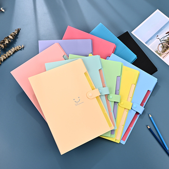 Dosar A4 colorat în nuanțe de bomboane, design creativ cu mai multe compartimente, dosar PP pentru documente și organizator tip acordeon pentru fișe de examen