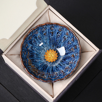 Cească Gongfu pentru ceai, cu argint încrustat, ceramică Jian Zhan, model lotus, pentru uz casnic