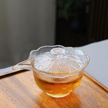 Set gaiwan în stil chinezesc cu lotus, pentru uz casnic, sticlă de cristal, cești de ceai rezistente la temperaturi înalte