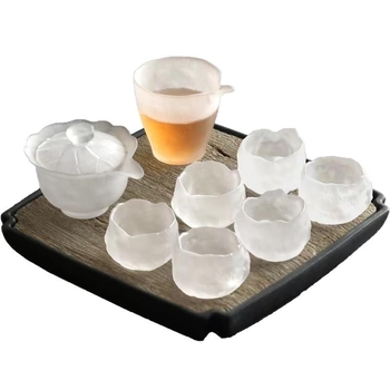 Set gaiwan în stil chinezesc cu lotus, pentru uz casnic, sticlă de cristal, cești de ceai rezistente la temperaturi înalte
