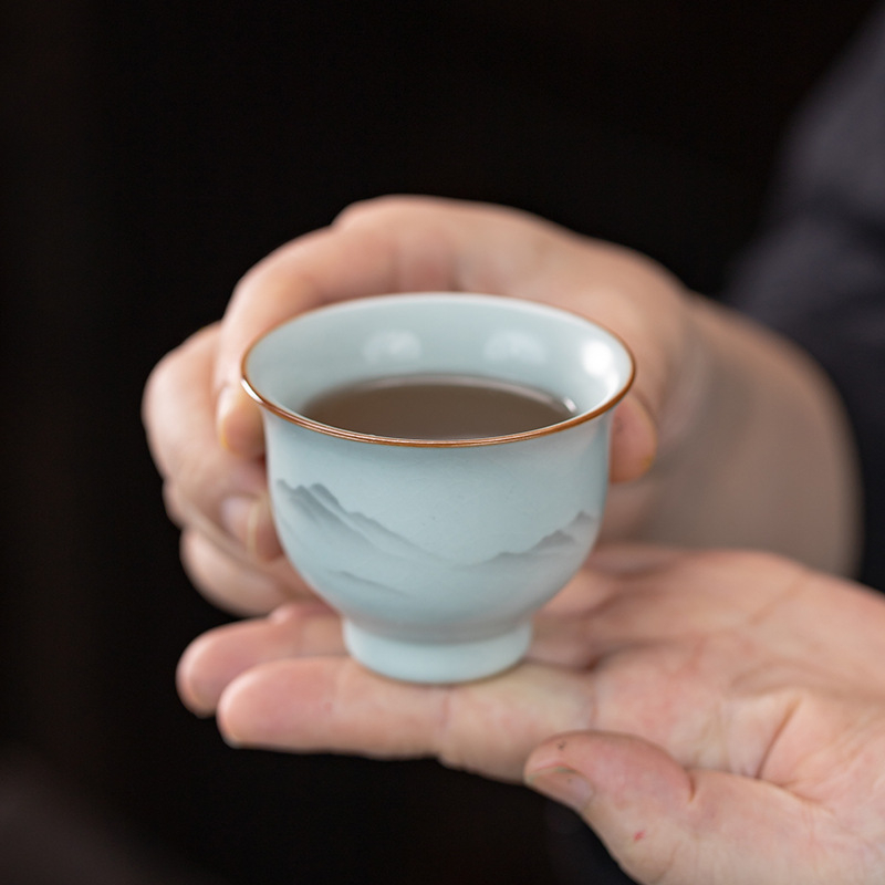 Set ceai Kung Fu Ru Kiln, gaiwan ceramic, ceainic și cești pentru uz casnic, stil minimalist