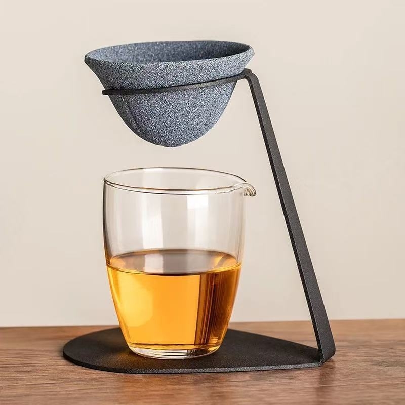 Recipient pentru ceai din ceramică de piatră, cu filtru fără pori, strecurător de ceai și filtru pentru frunze, separator de apă integrat, pentru uz casnic