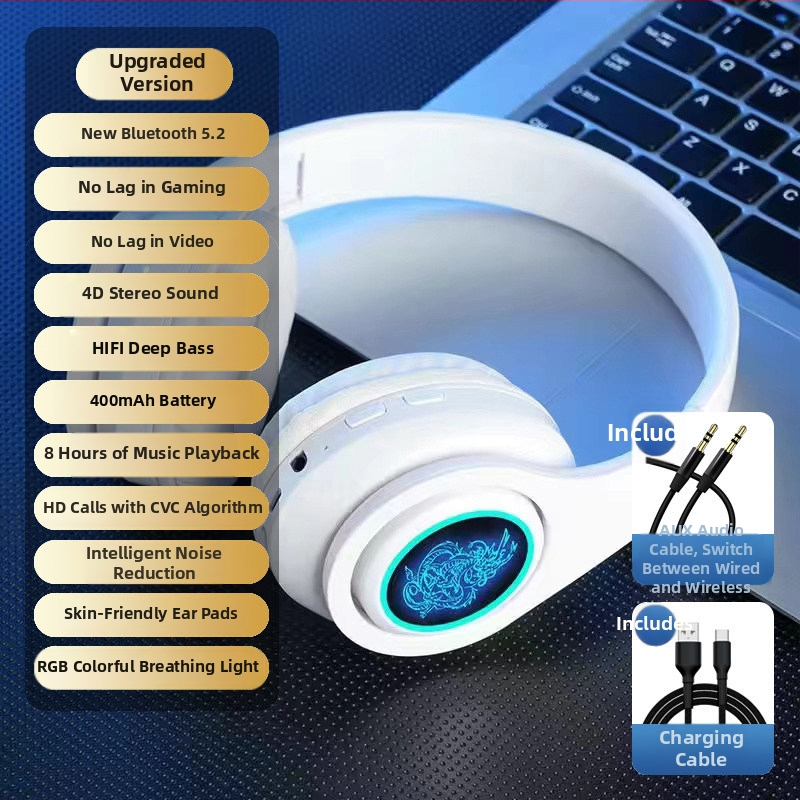 Bluetooth bezdrôtové slúchadlá s LED osvetlením, potlačenie šumu, na beh a šport