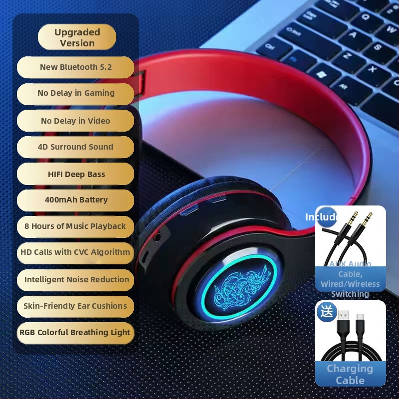 Bluetooth bezdrôtové slúchadlá s LED osvetlením, potlačenie šumu, na beh a šport