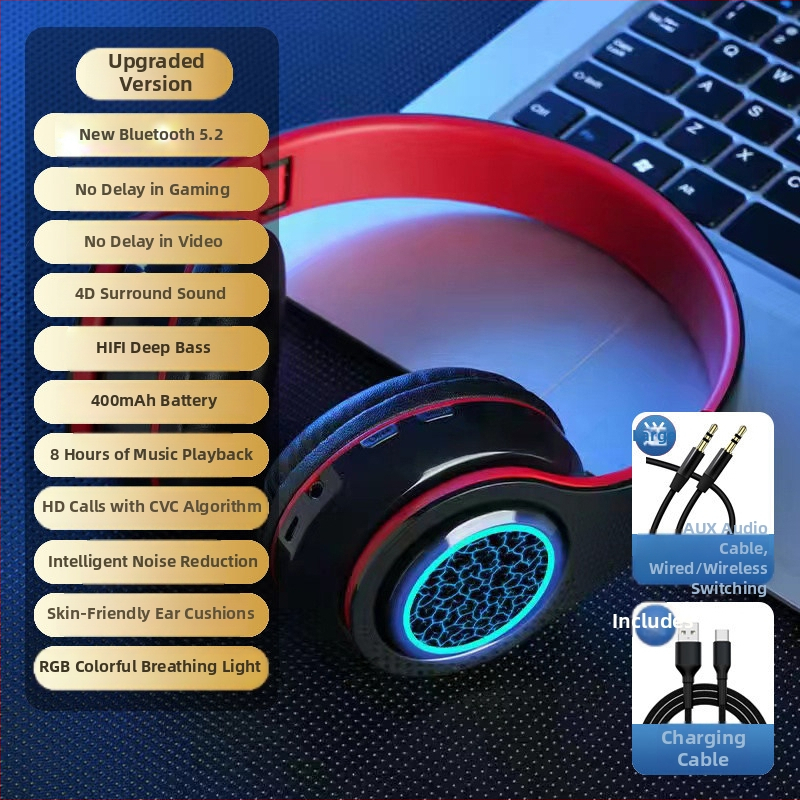 Bluetooth bezdrôtové slúchadlá s LED osvetlením, potlačenie šumu, na beh a šport