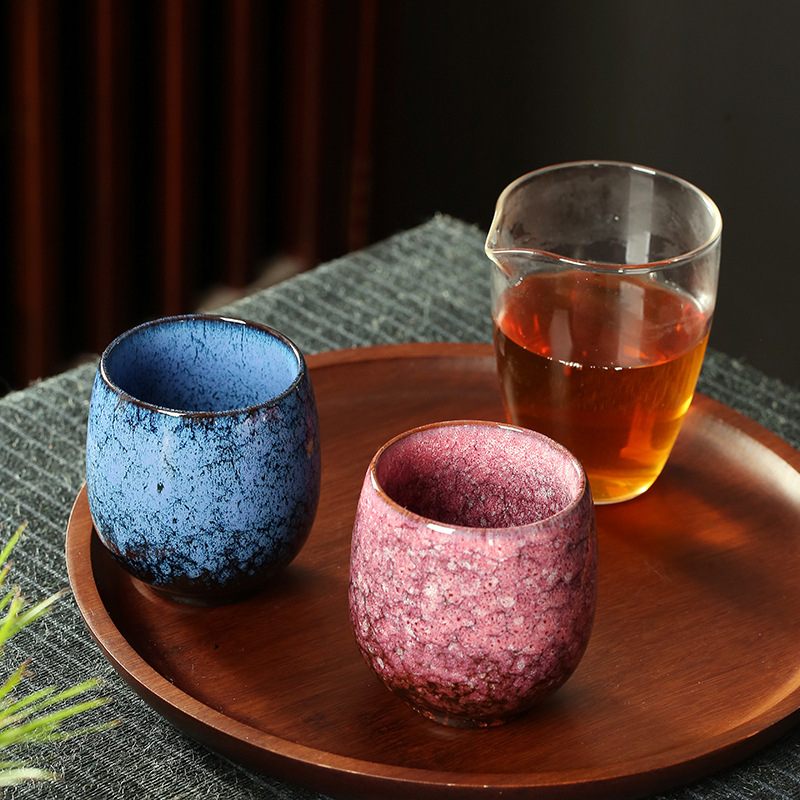 Ceașcă de ceai ceramică Jianzhan Master Cup, 160 ml, glazură ce se schimbă la cuptor, design Dragon Egg, multicolor