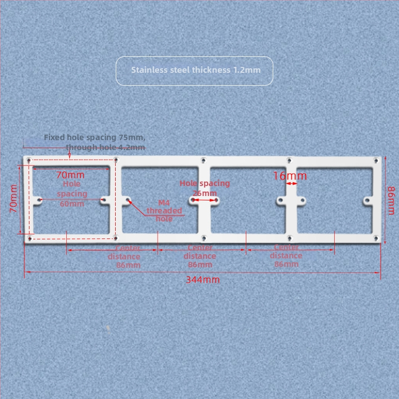 86-typový panel na stenu pre vypínač a zásuvku s rozšíreným otvorom na zakrytie nedostatkov a horizontálnu/vertikálnu podkladovú dosku, bez spodného montážneho prvku