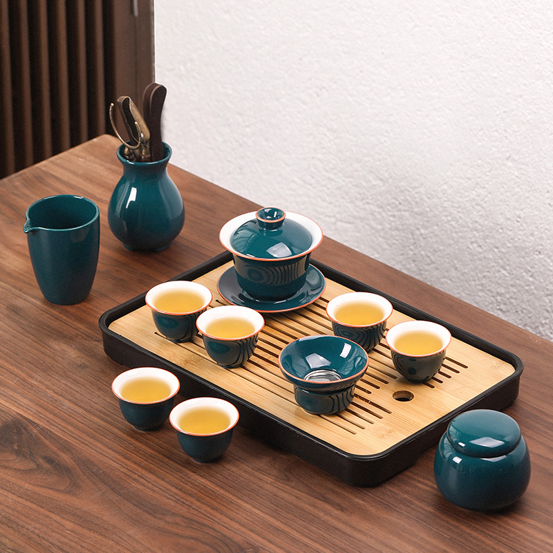 Set de ceai ceramic cu gaiwan și ceainic, de înaltă calitate, pentru 6 persoane, model 2022, stil chinezesc