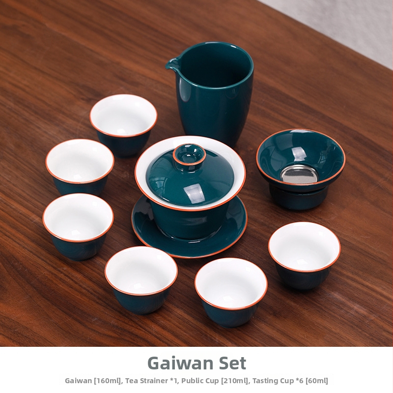 Set de ceai ceramic cu gaiwan și ceainic, de înaltă calitate, pentru 6 persoane, model 2022, stil chinezesc