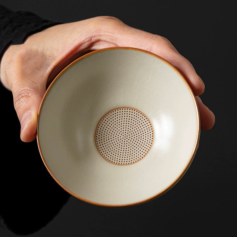 Filtru de ceai ceramic Ruyao bej – filtru de înaltă calitate pentru frunze de ceai și separarea apei