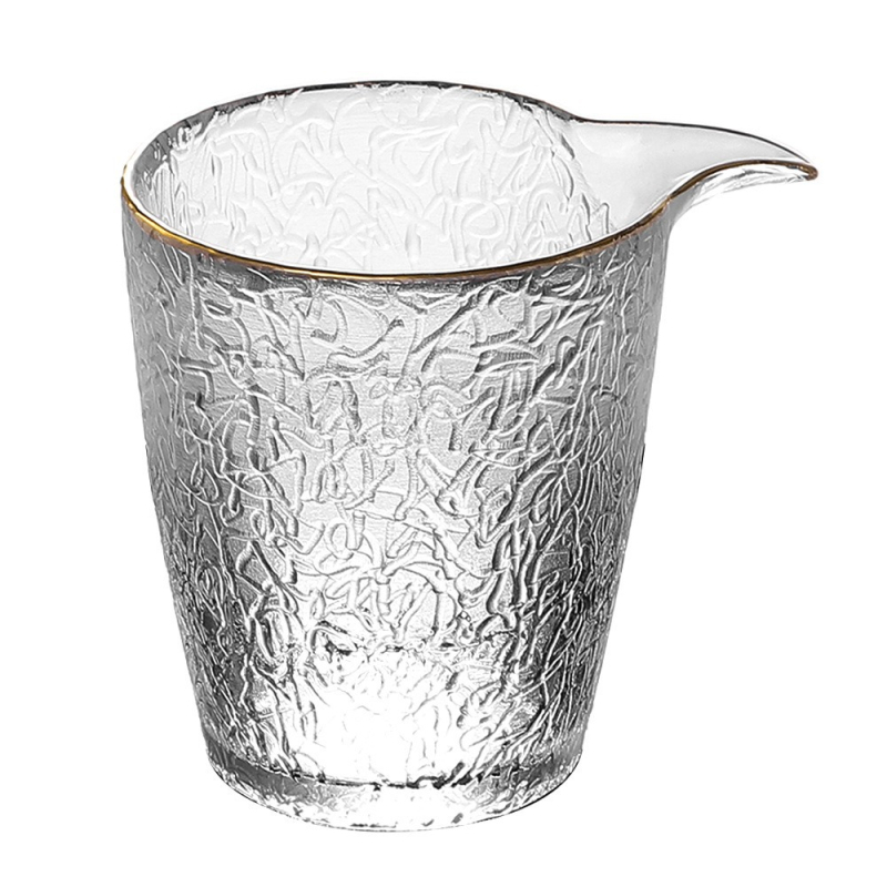 Ceșcuță Gongfu din sticlă, pereți groși, capacitate mare, set de ceai transparent din cristal, diametrul 8 cm, margine conturată