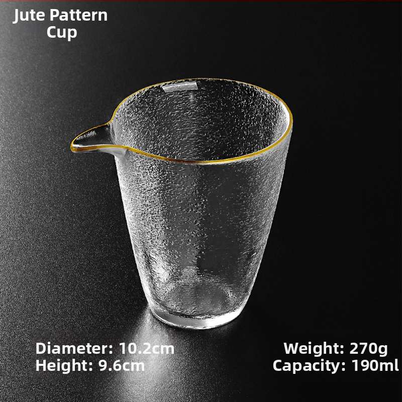 Sklenená pohár Gongfu čaju, hrubé sklo, veľká kapacita, priehľadný krištáľový čajový set, priemer 8 cm, ozdobný lem