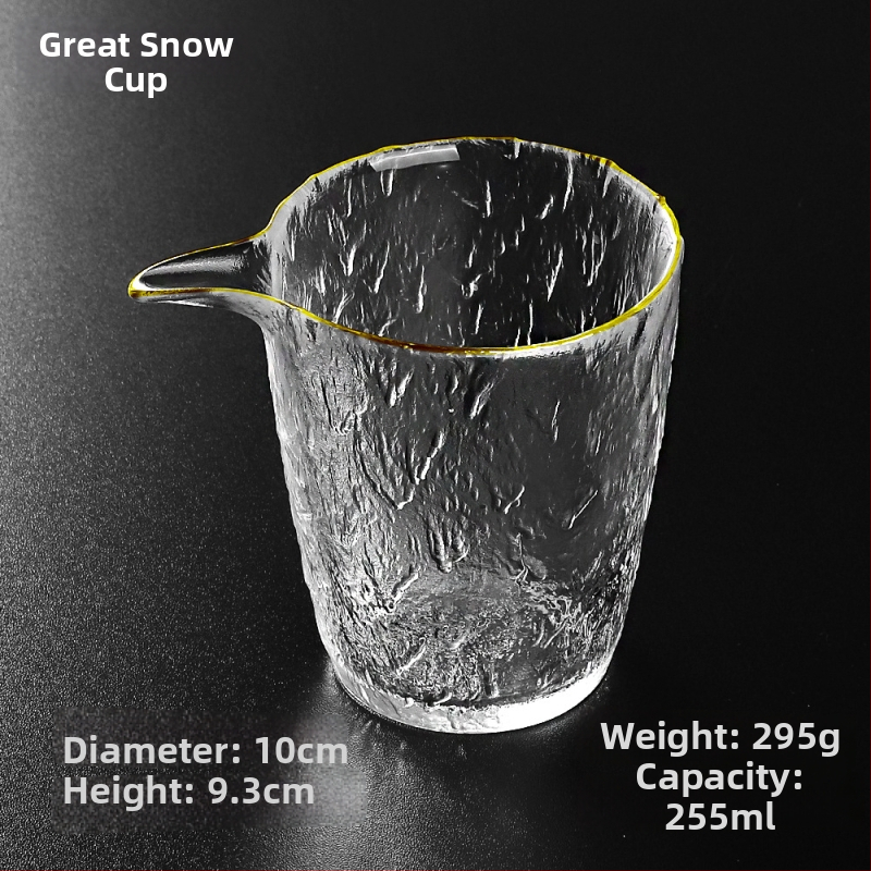 Sklenená pohár Gongfu čaju, hrubé sklo, veľká kapacita, priehľadný krištáľový čajový set, priemer 8 cm, ozdobný lem