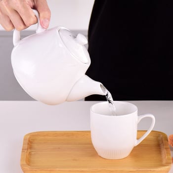 Ceainic ceramic alb, capacitate mare, cu capac, pentru hotel, restaurant și uz casnic