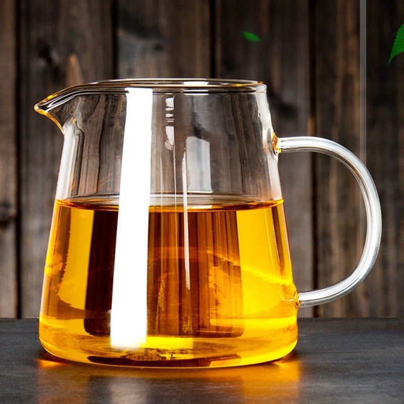 Set Gongfu de ceai din sticlă borosilicată groasă, rezistentă la căldură, cu ceașcă de distribuție și ceainic, mare