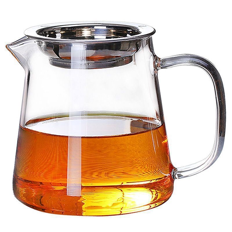 Set Gongfu de ceai din sticlă borosilicată groasă, rezistentă la căldură, cu ceașcă de distribuție și ceainic, mare