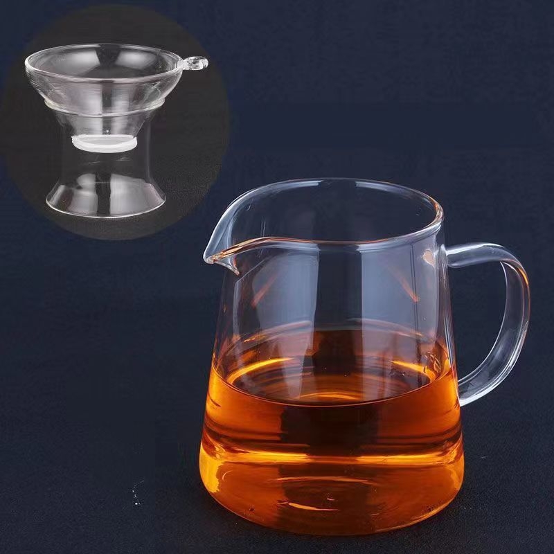 Set Gongfu de ceai din sticlă borosilicată groasă, rezistentă la căldură, cu ceașcă de distribuție și ceainic, mare