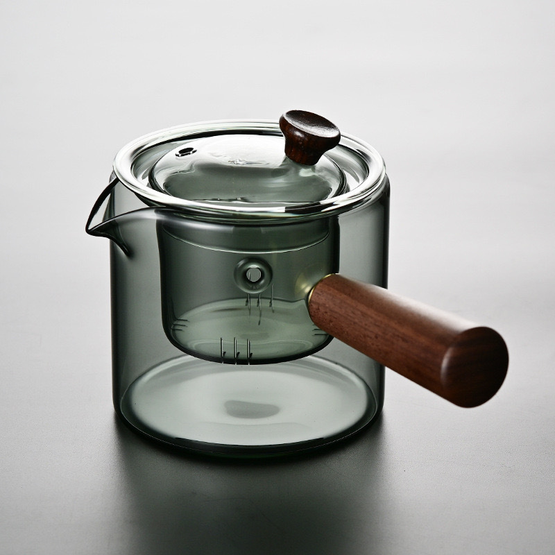 Ceainic de sticlă cu mâner lateral pentru plită electrică ceramică, separator de ceai rezistent la temperaturi înalte, pentru uz casnic