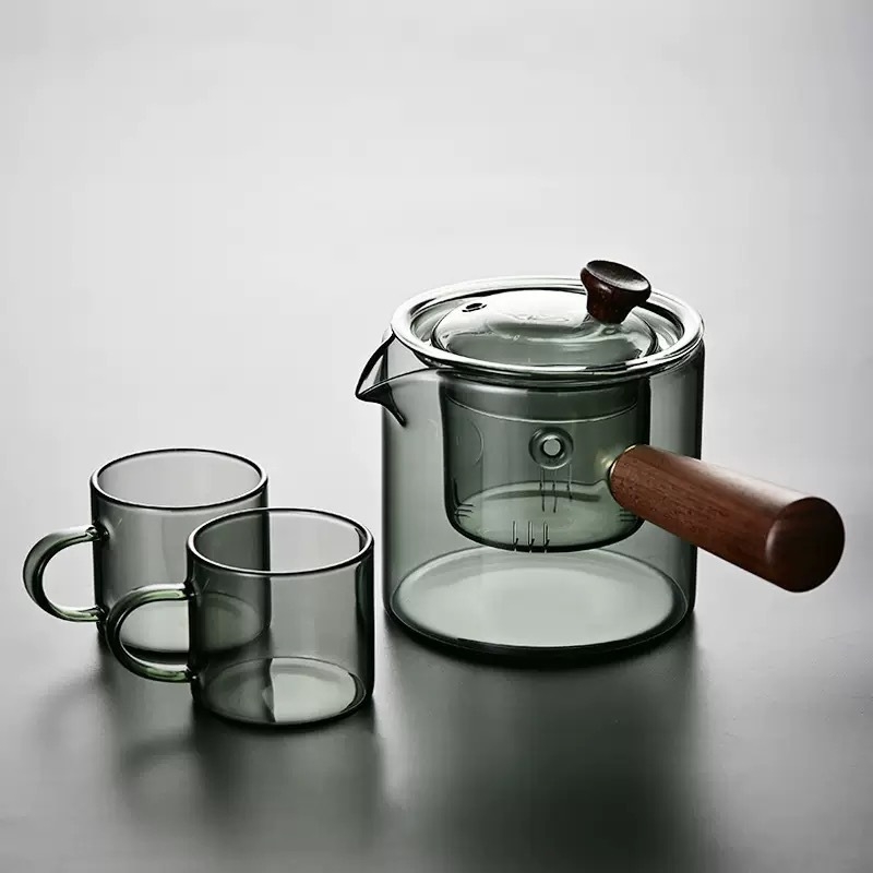 Ceainic de sticlă cu mâner lateral pentru plită electrică ceramică, separator de ceai rezistent la temperaturi înalte, pentru uz casnic
