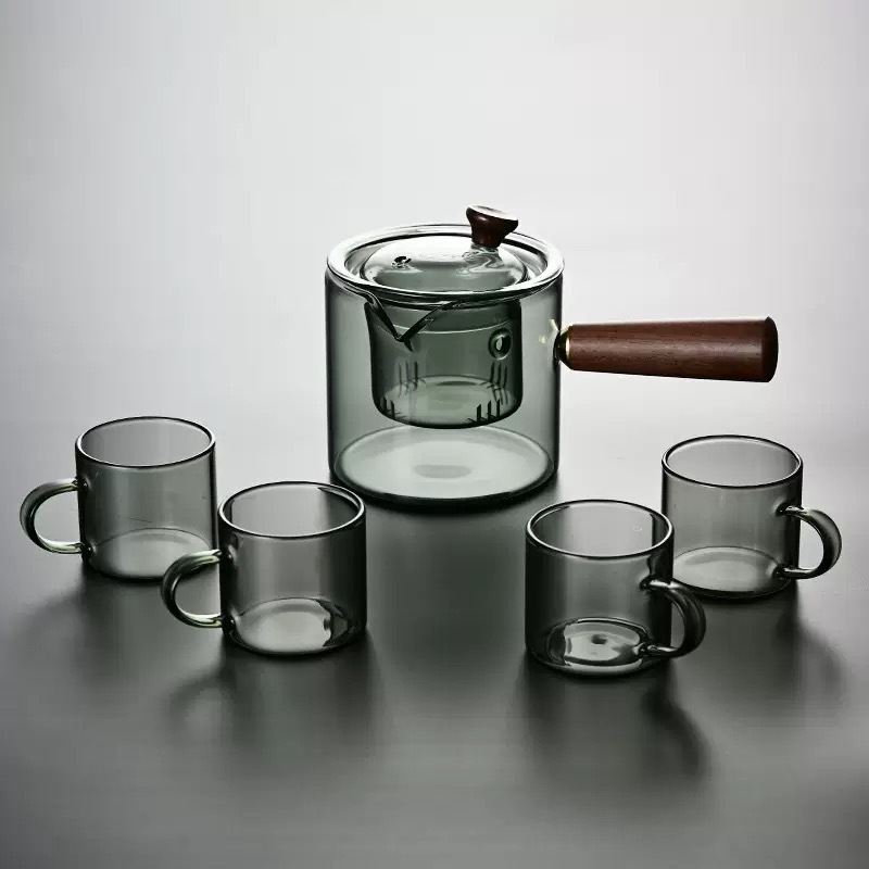 Ceainic de sticlă cu mâner lateral pentru plită electrică ceramică, separator de ceai rezistent la temperaturi înalte, pentru uz casnic