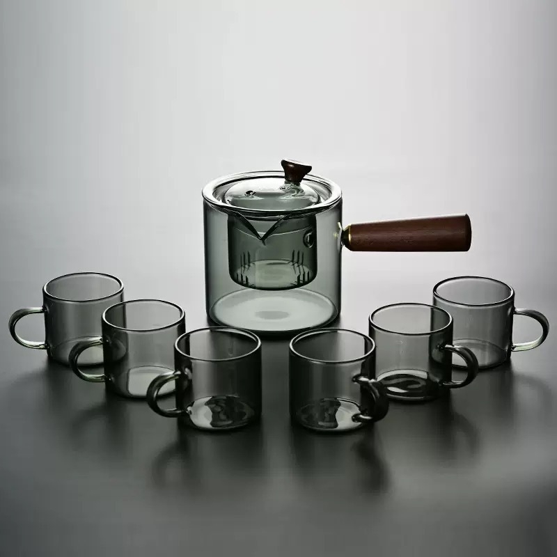 Ceainic de sticlă cu mâner lateral pentru plită electrică ceramică, separator de ceai rezistent la temperaturi înalte, pentru uz casnic