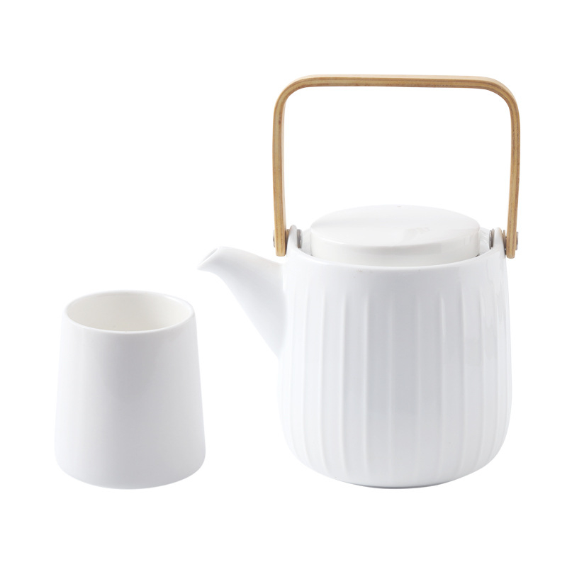 Set de ceai din ceramică în stil japonez, rezistent la temperaturi, cu tavă de lemn