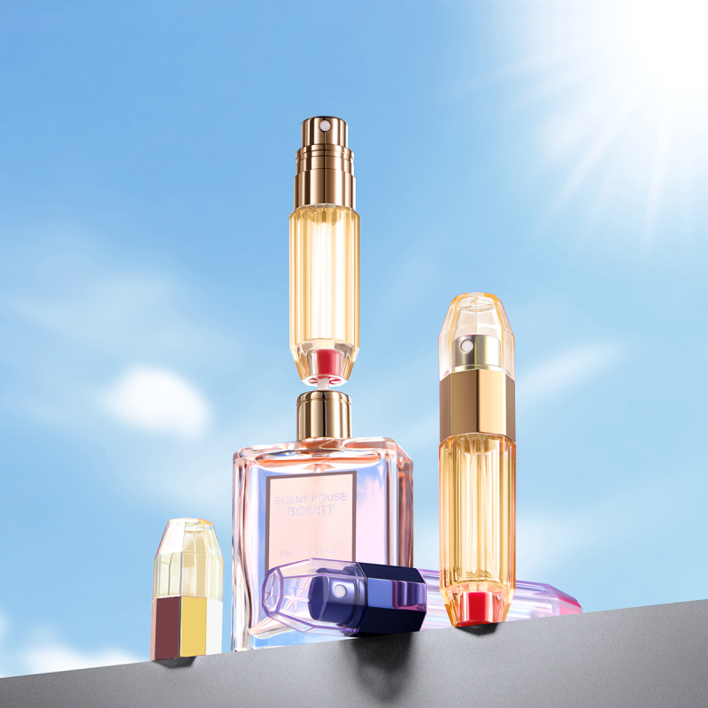5 ml-es mini hordozható parfüm-újratöltő üveg, alsó töltéssel, pumpás spray