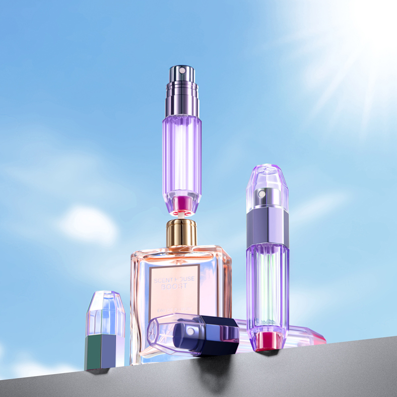 5 ml-es mini hordozható parfüm-újratöltő üveg, alsó töltéssel, pumpás spray