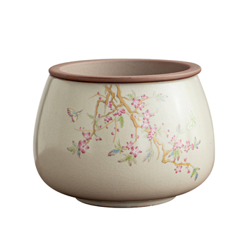 Vas ceramic pentru resturi de ceai, destinat ceremoniei de ceai acasă, cu recipient pentru spălarea ceaiului și accesorii de servire