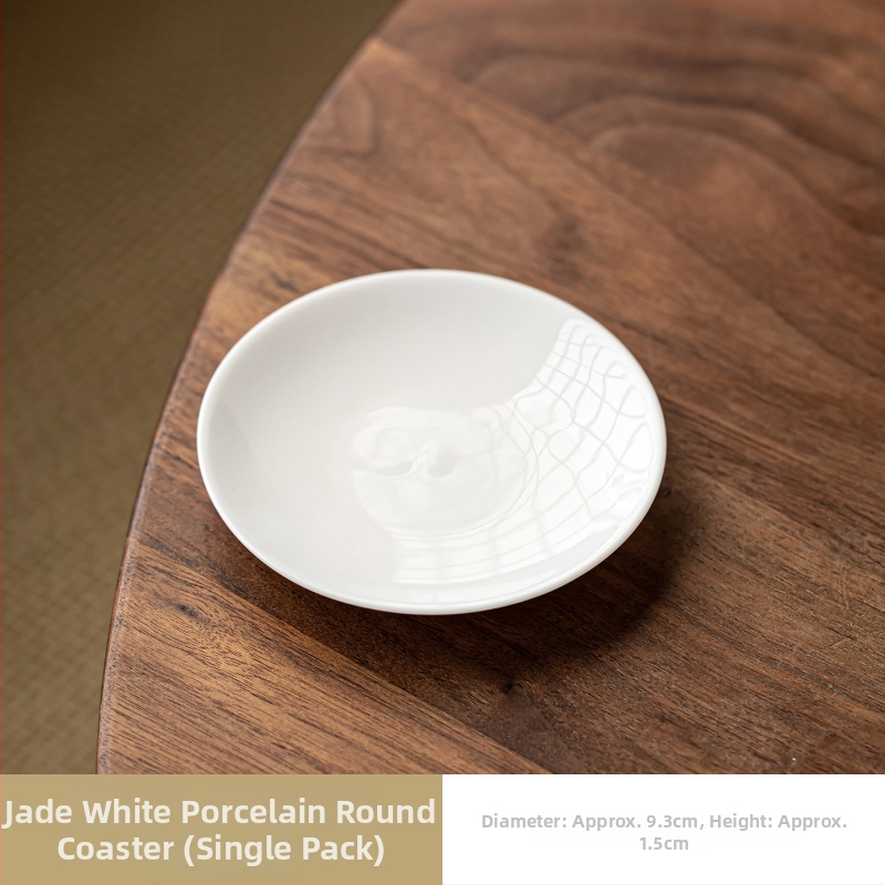 Accesorii pentru setul de ceai Kung Fu din mutton-fat jade — suporturi ceramice pentru cești, farfurioare rotunde, vas pentru condimente, platou pentru fructe, farfurioare mici, Chinese pastries