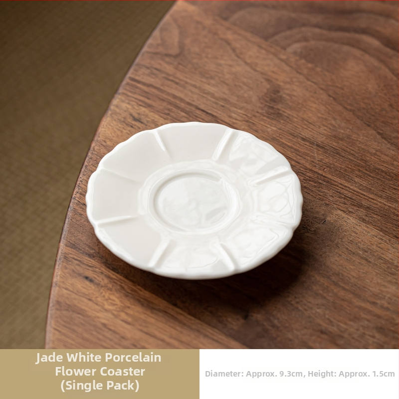 Accesorii pentru setul de ceai Kung Fu din mutton-fat jade — suporturi ceramice pentru cești, farfurioare rotunde, vas pentru condimente, platou pentru fructe, farfurioare mici, Chinese pastries
