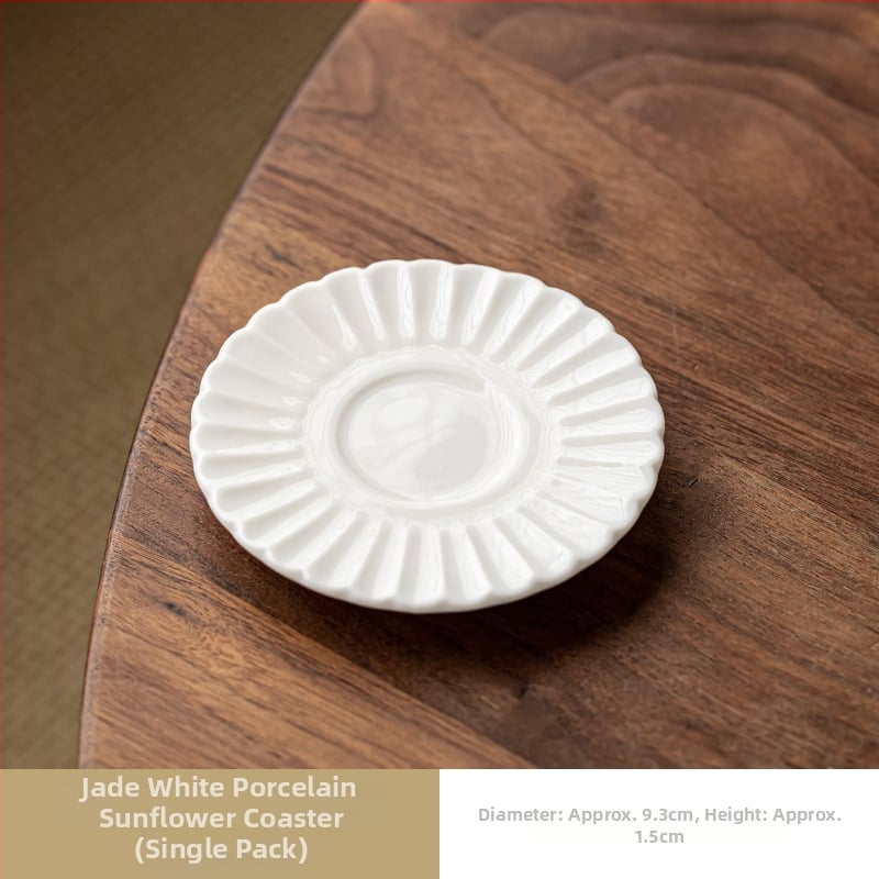 Accesorii pentru setul de ceai Kung Fu din mutton-fat jade — suporturi ceramice pentru cești, farfurioare rotunde, vas pentru condimente, platou pentru fructe, farfurioare mici, Chinese pastries