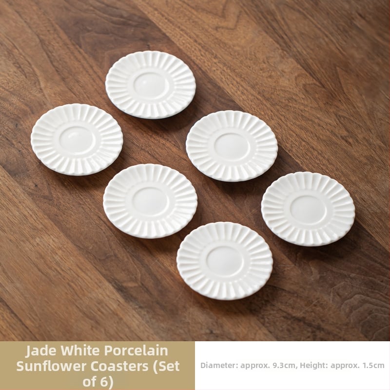 Accesorii pentru setul de ceai Kung Fu din mutton-fat jade — suporturi ceramice pentru cești, farfurioare rotunde, vas pentru condimente, platou pentru fructe, farfurioare mici, Chinese pastries