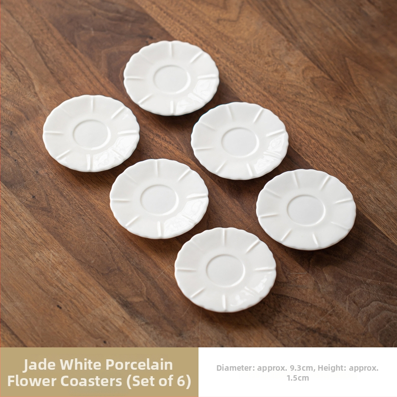 Accesorii pentru setul de ceai Kung Fu din mutton-fat jade — suporturi ceramice pentru cești, farfurioare rotunde, vas pentru condimente, platou pentru fructe, farfurioare mici, Chinese pastries