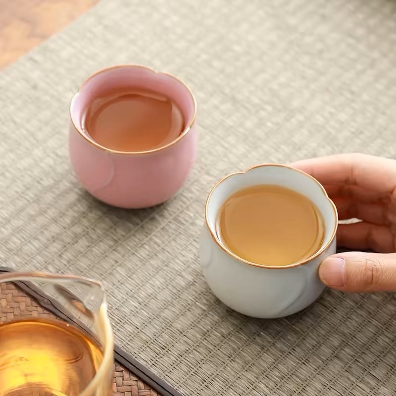 Ceșcă de ceai din porțelan Ru Kiln, roz, elegantă și de înaltă calitate, design roz, cană pentru cuplu