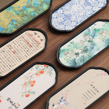 Tavă ceramică pentru ceai, suport absorbant și tavă mică de uscare rapidă, stil chinezesc retro Kung Fu accesorii pentru ceai