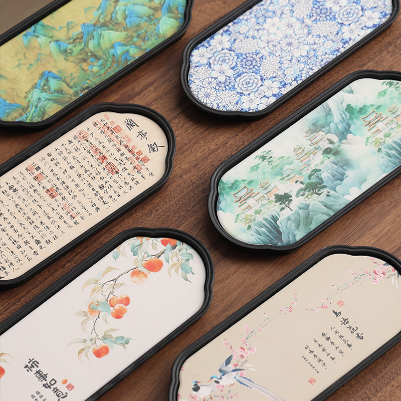 Tavă ceramică pentru ceai, suport absorbant și tavă mică de uscare rapidă, stil chinezesc retro Kung Fu accesorii pentru ceai