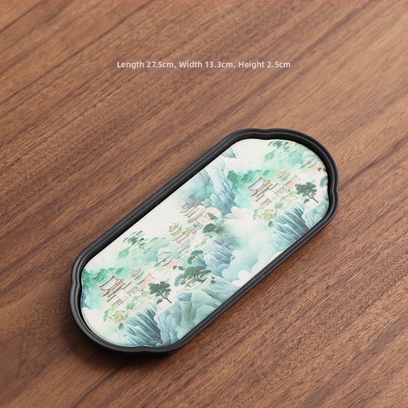 Tavă ceramică pentru ceai, suport absorbant și tavă mică de uscare rapidă, stil chinezesc retro Kung Fu accesorii pentru ceai