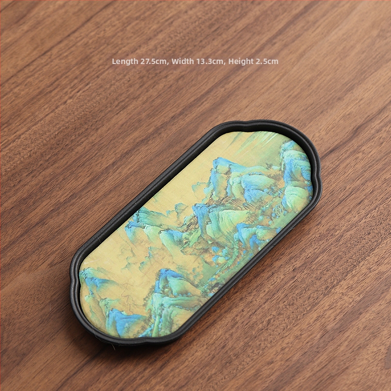 Tavă ceramică pentru ceai, suport absorbant și tavă mică de uscare rapidă, stil chinezesc retro Kung Fu accesorii pentru ceai