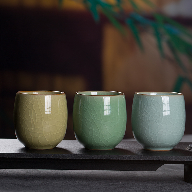 Cană ceramică Gongfu mare, ceașcă unică pentru ceai, cadou de ceai cu glazură Celadon